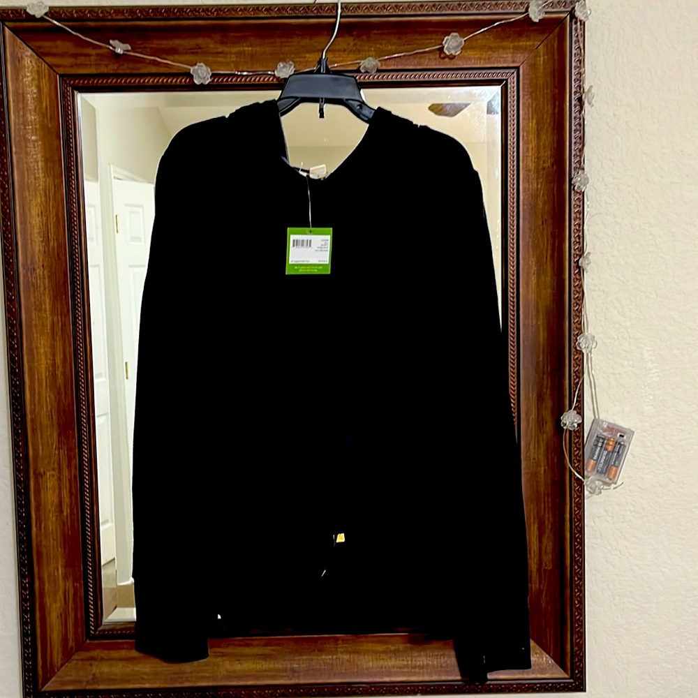 Kate Spade Black Terry Ruffle Hoodie size M NWT